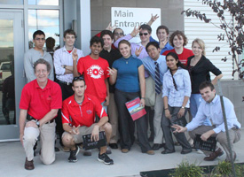 David Shattuck, professor and director of the UH Honors Engineering Program, with honors students at Cameron. Photo courtesy of The Honors College. 