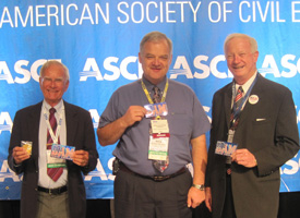 Professor Jerry Rogers (right) with David Gilbert and Richard Wiltshire at the American Society of Civil Engineers Annual Conference and Hoover Dam 75th Anniversary Symposium. Gilbert and Wiltshire co-edited the conference proceedings with Rogers, with Wiltshire serving as lead editor. 