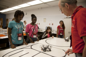 High School students who attended last year's G.R.A.D.E. Camp learned about robotics from ECE Professor John Glover.