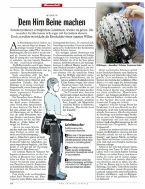 German news magazine Der Spiegel featured the incredible research of professor Jose Luis "Pepe" Contreras-Vidal, who has developed a thought-controlled robotic exoskeleton which can be used to help paralyzed patients regain their mobility.