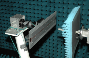 Dr. David Jackson's novel leaky-wave antenna design being tested in the anechoic chamber at Sandia National Laboratories.