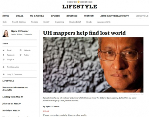 'UH Mappers Help Find Lost World': Cullen College Professor Featured in Houston Chronicle