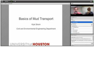 Kyle Strom delivers course lecture on “Basics of Mud Transport” using Adobe Connect software.