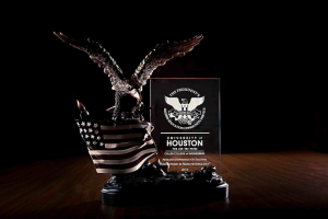The trophy awarded to the Cullen College for its part in earning UH a spot on the President's Higher Education Community Service Honor Roll with Distinction.Research Experience For Teachers program.