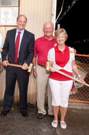 Charles Beyer (middle) with wife, Nancy, and Joseph Tedesco (left), Dean of the Cullen College