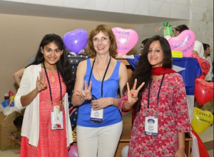 The UH Cullen College crowd: Jincy Philip, left, Olga Bannova, Ph.D., center, and Anchal Bhaskar in Russia with Baker Institute Space Policy Summer Intern Program