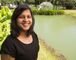 Aparna Balasubramani in a familiar environment, near the water