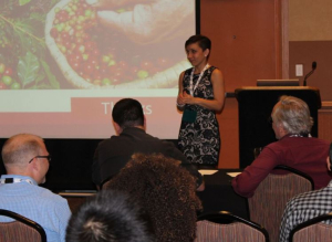 Clara Palencia presenting her paper at the international SPWLA conference in Oklahoma City