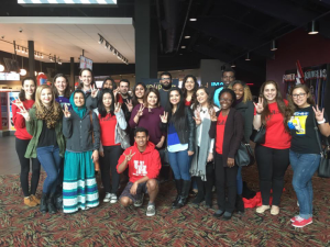 Members of SWE-UH pose for a photo after seeing "Hidden Figures" in the theater