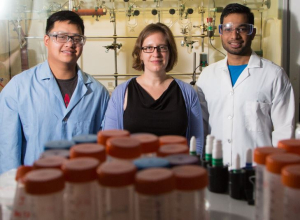 (left to right) REU student Phuong Bui from University of Massachusetts Amherst, Jacinta Conrad and UH Student Mentor Vivek Yadav