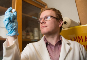 Ryan Poling-Skutvik examines a nanocomposite made of polystyrene grafted to silica particles