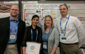 Award winner at the conference: Sara Pouladi (2nd from left) with (from left) Thomas Vandervelde of Tufts University, Emily Warren of National Renewable Energy Laboratory and Kyle Montgomery of the Air Force Research Laboratory