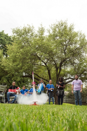 A beautiful spring day is perfect for launching rockets at the 2018 Girls Engineering the Future! 