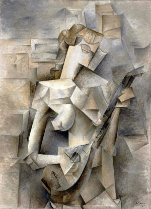 Girl with a Mandolin (Fanny Tellier, 1910) By Pablo Picasso - wordpress, PD-US, https://en.wikipedia.org/w/index.php?curid=38782663