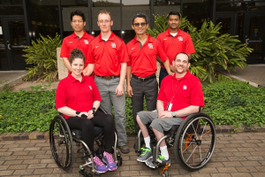 Professor Jose Contreras-Vidal, known for his work with prosthetics and brain-computer interfaces, with students. 