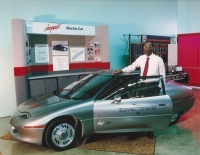 Rajashekara with the the initial prototype of the GM EV1. He worked on propulsion technologies.