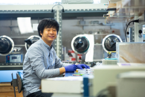 Kyoseung Sim works on wearable HMI devices as a post doc researcher at the Cullen College of Engineering.
