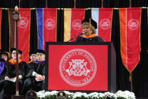The spring 2019 commencement featured a keynote address from Chang OH Turkmani, Managing Director at the Mega Company and Engineering Leadership Board Member (ELB).