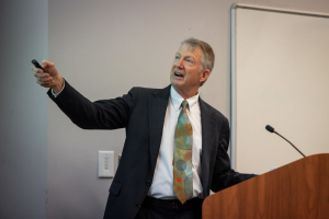 Dr. James Skinner, Crown Family Professor of Molecular Engineering, Director of the Water Research Initiative and Deputy Dean for Faculty Affairs at the Pritzker School of Molecular Engineering at the University of Chicago, presents a Rockwell Lecture Series talk on Friday, November 8, 2019. Skinner's lecture was titled, "Anomalies in Ambient and Supercooled Water: Is There a Second Critical Point Lurking Nearby?"