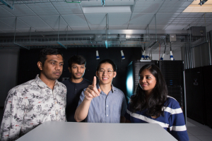 Hien Van Nguyen, assistant professor of electrical and computer engineering, with some students at the UH Cullen College of Engineering