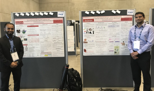 Cullen College electrical engineering doctoral students Dilranjan Wickramasuriya and Md. Rafiul Amin at a EMBC poster session.