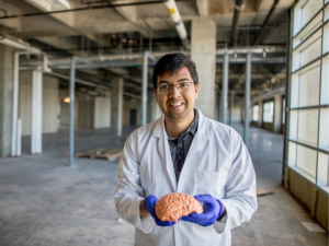 UH Cullen College of Engineering doctoral student Faheem Ershad is focusing on stretchable and flexible electronics and developing soft neural interface devices. 