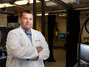 Dr. Kirill Larin, University of Houston professor of biomedical engineering, is creating new technology to measure the elasticity of the cornea. 