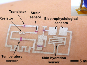 A diagram of the "drawn-on-skin electronics." 