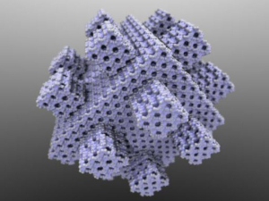 3D finned zeolite catalysts enhance molecule access to the interior of the particle (graphic created by J.C. Palmer).