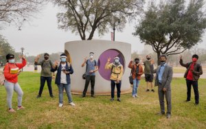 Nine students from professor Jose Luis Contreras-Vidal’s neurohumanities class took a high-tech tour with a brain imaging device attached through the "Color Field" public art exhibition’s mile-long path across campus.