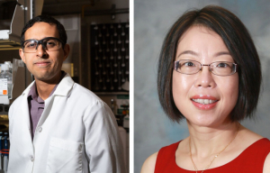   UH engineering professor Navin Varadarajan (L) and pharmaceutics professor Xinli Liu (R) are collaborating on development of a COVID-19 inhalation vaccine.