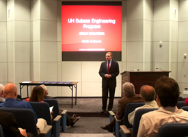 Program Director Matthew Franchek addresses questions on the UH Subsea Engineering Program.