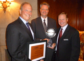 (L-R) Cullen College Dean Joseph W. Tedesco, FMC's Randy Wester and UH Subsea Engineering Program Director Matthew Franchek 