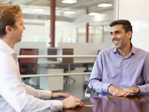 Hadi Ghasemi, founder of Elemental Coatings and an associate professor in the Mechanical Engineering Department at the Cullen College of Engineering, speaks with his company's CEO, Brian Huskinson.