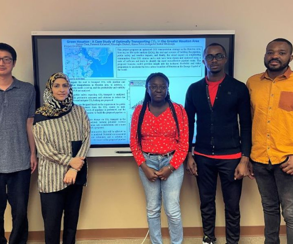GreenHouston team members from L to R: University of Houston students Steven Chen, Fatemeh Kalantari (team leader), Massiagbe Diabate, Bethel Mbakaogu, and Simon Peter Nsah Abongmbo. 
