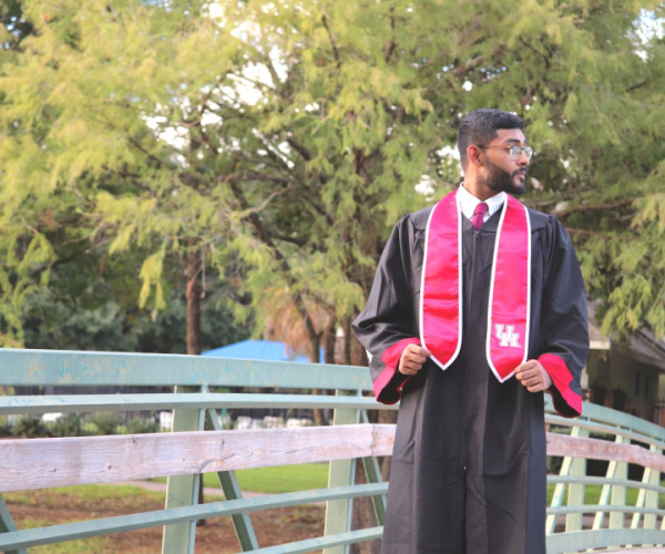 Shaheer Bhangar receives his degree in Computer Information Systems as part of December's commencement class of the Technology Division at the University of Houston's Cullen College of Engineering.