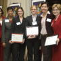 On behalf of the ExxonMobil Women Engineer UH Alumni, Kay Babineaux (2004 BSEE), Cynthia Oliver Coleman (1971 BSChE) and Jessica Garcia (2002 BSComE) presented the $500 “Women in Engineering WELCOME” award to engineering students Brandy Jones (IE) and Rachel Jones (ME), along with a $1,000 check to WELCOME Director, Dr. Julie Trenor, during the 2007 Engineers Week Reception.