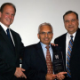Dean Joseph Tedesco, Darshan Singh (1971 MSIE) and Hamid Parsaei, professor and chair of industrial engineering, at the Department of Industrial Engineering Awards Banquet. Photo by Gregory Bohuslav.