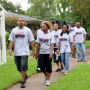 Volunteers and members from chapters of the National Society of Black Engineers participate in "A Walk for Education" to pass out information about college to underprivileged areas in Houston. Photo courtesy of NSBE.