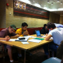 Cullen College Students studying between classes.