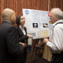 Students discuss projects at ECE Capstone Design and Graduate Research Conference.