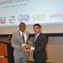 Rahul Pandey (right) receives third place in SPE Gulf Coast Regional Paper Contest