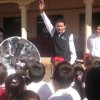 Luis Bernardo López-Sosa, a professor of engineering for energy sustainability at UIIM and a former exchange student at UH shows students in the Mexican state of Michoacán how the solar stove he developed with UH professor Francisco Robles-Hernández works. 