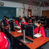 A group of middle school students practice coding during the 2023 DesignYOU! Code Camp.