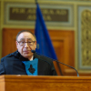 Metin Akay speaking to students at the University of Pécs during their commencement ceremony.