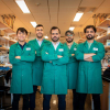   Mim Rahimi, assistant professor (center) with his doctoral students (left to right) Prince Aleta, Mohsen Afshari, Abdelrahman Refaie and Ahmad Hassan.