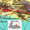 Satellite altimeter tracks over the Bering Glacier in Alaska. Satellite altimeter tracks over the Bering Glacier in Alaska.