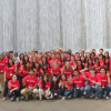 STEP Forward campers pose by the Houston Waterwall.