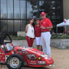 Joseph Tedesco (right), Dean of the Cullen College, poses with his wife Sue (middle) and Nayeli Martinez, a member of the UH Society of Automotive Engineers