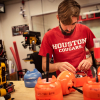 UH ECE student Jarrett Lonsford works on the electronics for a sensing drift node in Dr. Aaron Becker's lab on Thursday, Oct. 3, 2019.